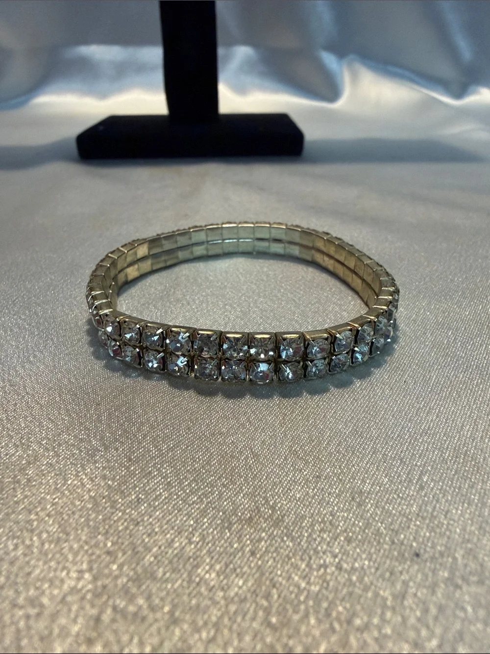Source Unknown Clear Crystal Double-Row Bracelet with Gold Accents